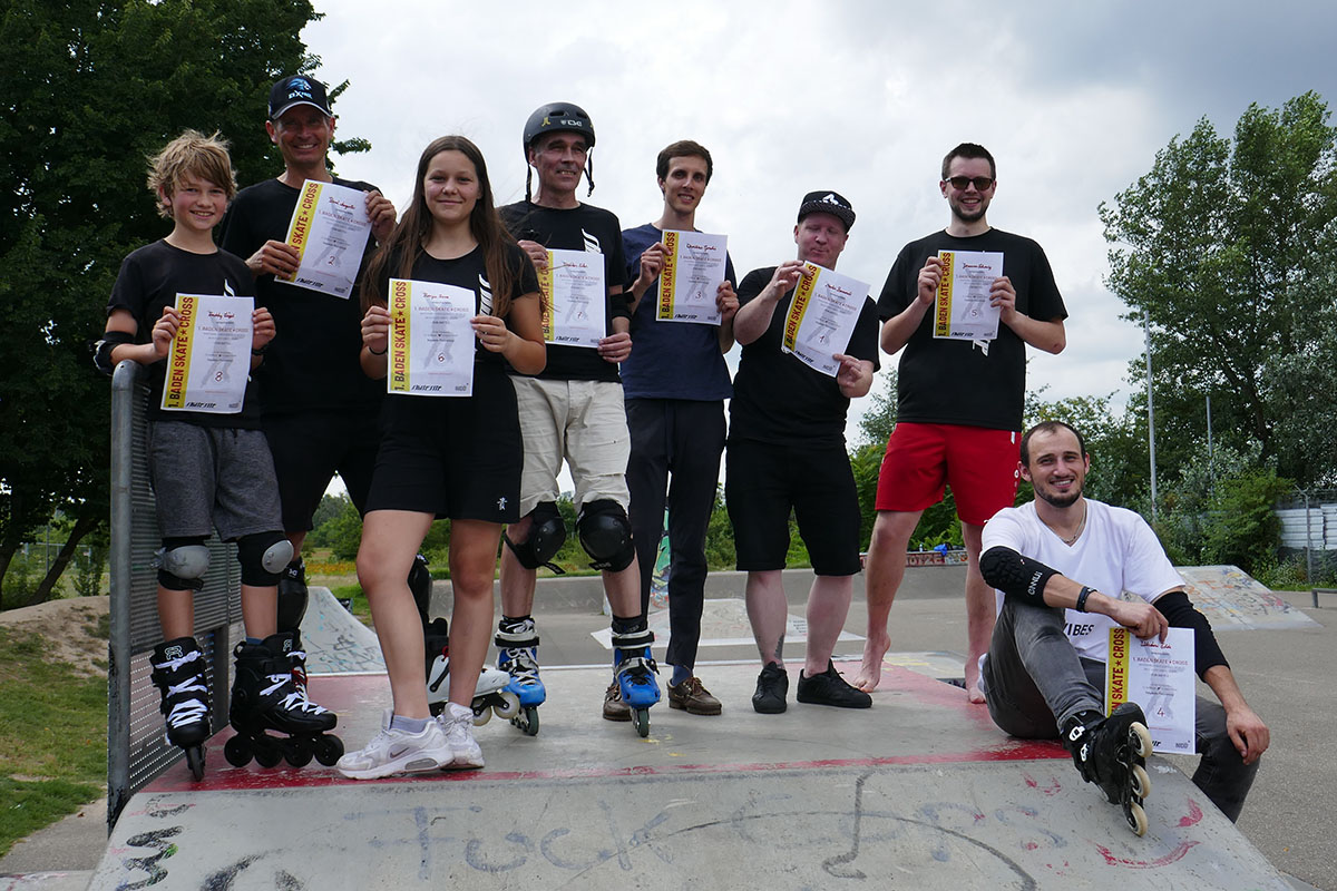 Siegerehrung Seniors Mixed Pro beim 1. Baden Skate-Cross